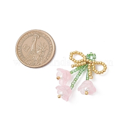 Бант из стеклянных бисера с подвесками-цветами&nbsp;PALLOY-MZ01129-02