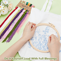 DIY-Kits zur Herstellung einer Schultertasche aus Canvas mit Blumenmuster für Damen&nbsp;DIY-WH0349-356A
