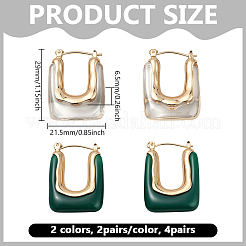 2 пара двухцветных серег-колец из сплава смолы&nbsp;EJEW-GO0002-10