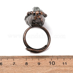 Anillos ajustables de cuarzo verde natural rectángulo irregular&nbsp;RJEW-M157-13R