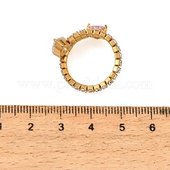 Offene Manschettenringe aus Edelstahl 304 mit Mikropavé-Fassung und Zirkonia für Damen&nbsp;SA-CBAABBA-18B-G