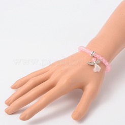 Vetro braccialetti perline bambini di fascino elastiche smerigliato per il giorno dei bambini&nbsp;BJEW-JB01769-06