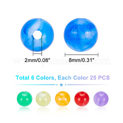 150pcs 6 Farben Acrylperlen&nbsp;MACR-PH0001-39