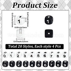 80 cube de 20 styles avec perles en silicone numérotées&nbsp;SIL-PA0001-22