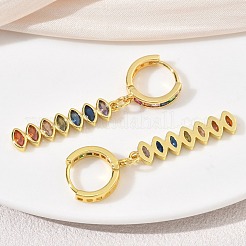 Pendientes colgantes de aro de latón con circonitas cúbicas engastadas&nbsp;KK-CBAD9DF-02G-A