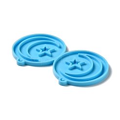 DIY плоские круглые силиконовые Молды с подвеской в виде звезды и луны&nbsp;DIY-I099-15