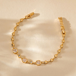 Браслеты-цепочки из латуни с прозрачными кубическими циркониями для женщин&nbsp;FS-WG70203-01