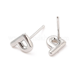 Серьги-гвоздики с ажурными буквами из латуни&nbsp;EJEW-A044-01P-P