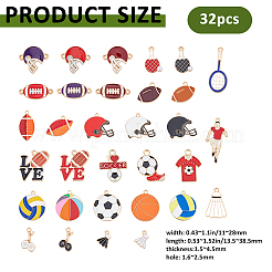 32 шт. подвески из сплава и эмали спортивной серии&nbsp;ENAM-FH0001-93