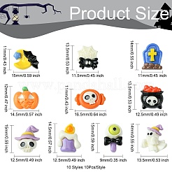 60 Stück 10 Stile Halloween Motiv opake Resin Decoden Cabochons&nbsp;CRES-CJ0001-69