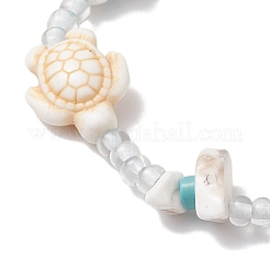 Браслеты из синтетической бирюзы и магнезита с плетением из бусин&nbsp;BJEW-JB11678