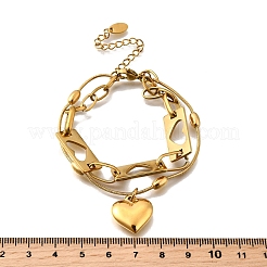 Браслеты с подвесками в виде сердца из нержавеющей стали 304&nbsp;BJEW-F499-01G