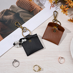 2 pochette de rangement pour bagues en cuir PU bicolore avec pendentif décoratif&nbsp;KEYC-CL0001-58B
