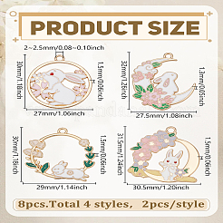 8 шт. 4 стиля подвески из эмалевого сплава в виде кролика и цветка&nbsp;ENAM-LP0002-52
