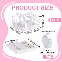 6 шт. складные бумажные коробки для хранения кексов с прозрачными крышками&nbsp;CON-UN0001-05B