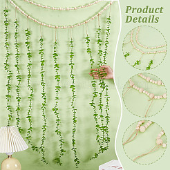 Holzperlengirlande mit künstlichem Eukalyptus für Boho-Schlafzimmer-Wanddekoration&nbsp;DIY-WH0888-426