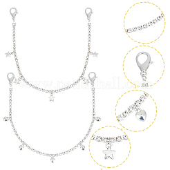 4 pz 2 catene per scarpe in lega con strass&nbsp;DIY-GF0007-31