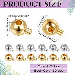 60 шт. 2 цвета латунные обжимные бусины&nbsp;KK-ME0003-34