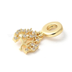 Charms pendenti europei in ottone con micro pavé di zirconi cubici&nbsp;ZIRC-I071-22G-02