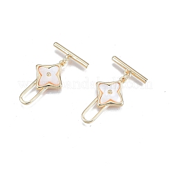 Застежки-тоггл из натуральной пресноводной белой латуни KK-T062-235G