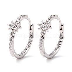 Orecchino a cerchio piccolo huggie con zirconi a fiore per lei&nbsp;EJEW-C002-15P-RS