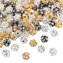 100шт 5 цвета латунные бусины со стразами&nbsp;KK-TA0002-11A