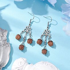 Orecchini pendenti rudraksha naturali&nbsp;EJEW-TA00537