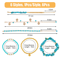 6 Stück 6-teiliges Charm-Armband-Set aus Legierung mit Blumenmotiv&nbsp;BJEW-FI0001-79