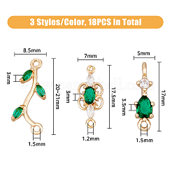 18 шт. 9 стиля латунных подвесок-соединителей с кубическим цирконием&nbsp;KK-FH0006-34