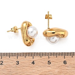 Orecchini a bottone in acciaio inossidabile 304 e plastica ABS con perle&nbsp;SA-CBA2696-36G