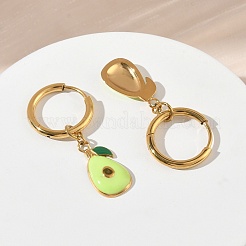 Orecchini pendenti a cerchio in acciaio inossidabile 304 smaltato con frutta&nbsp;EJEW-T059-01C