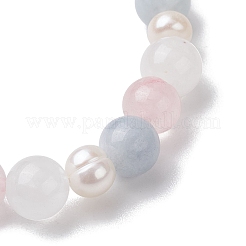 Bracciali elastici con perline rotonde di pietre preziose e perle naturali miste per le donne&nbsp;BJEW-JB11041