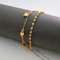 Винтажные пляжные браслеты на ногу с двухслойной цепочкой в форме сердца из латуни для женщин&nbsp;VK8892