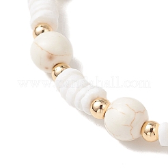 Браслеты из окрашенной синтетической бирюзы и натуральных белых ракушек&nbsp;BJEW-JB13476