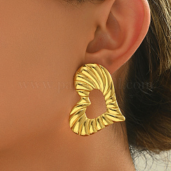 Асимметричные серьги-гвоздики с полой текстурой в форме сердца из нержавеющей стали 201&nbsp;OS0464