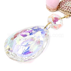Atrapasueños de aleación con rhinestone y dijes de vidrio&nbsp;HJEW-E013-01G-I