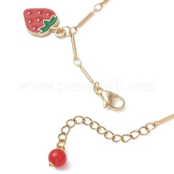 Браслеты с подвесками из эмалевого сплава в виде клубники&nbsp;BJEW-JB13143