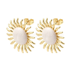 Orecchini a bottone in ottone sole&nbsp;EJEW-D352-02G-03