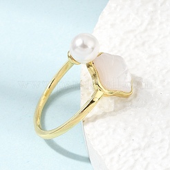 Anillos ajustables de latón con forma de concha blanca&nbsp;SH-CBA3B38-01G