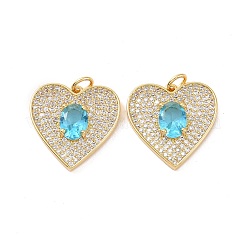 Сердце латунные микро проложить кубического циркония подвески&nbsp;KK-G435-02G-01