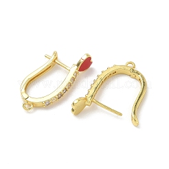 Reperti per orecchini a cerchio in zircone chiaro con micro pavé di ottone&nbsp;EJEW-C185-01G