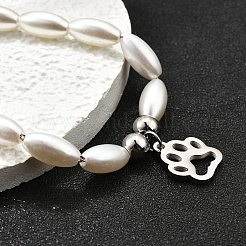 Браслеты с подвесками в виде отпечатков лап из нержавеющей стали 304 для женщин&nbsp;BJEW-C098-12P