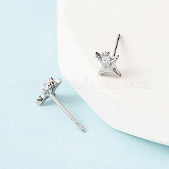 Серьги-гвоздики из латуни с прозрачным фианитом и прозрачным фианитом&nbsp;EJEW-L278-02P