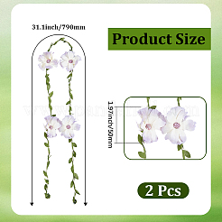 Braccialetti da donna con polsino superiore in poliestere con filo di ferro e fiori&nbsp;AJEW-GF0014-08C