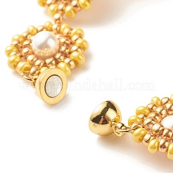 Bracciale a maglie di fiori di perle conchiglia&nbsp;BJEW-JB08084-01