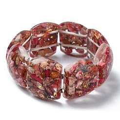 Bracciali elasticizzati con diaspro imperiale naturale tinto e opale sintetico&nbsp;BJEW-G702-05C