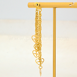 Серьги-гвоздики с кисточками в форме сердца из латуни&nbsp;TY3987