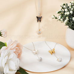 Латунные подвески-бабочки с микро-паве из кубического циркония&nbsp;HJEW-DR00024