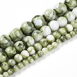 Chapelet de perles en verre baking paint&nbsp;X-DGLA-N003-8mm-C06