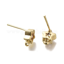 Фурнитура для сережек-гвоздиков из латуни с кубическим цирконием&nbsp;LS-KK-Q048-16G